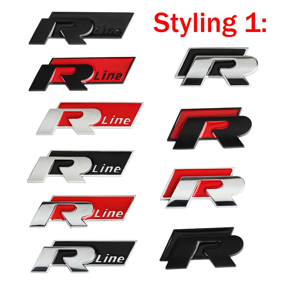 ARQWZ1 3D Car Front Grille Trunk Emblem Sticker For R Rline Logo Badge Stickers Volkswagen Polo Passat Golf Jetta Polo Touran CC T-ROC