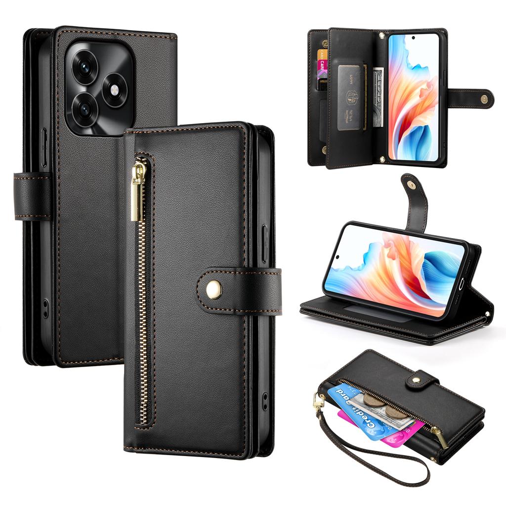Leather Case For Honor X5c Plus 4G / X5c 4G / Play10A 4G Zipper Pocket Wallet Phone Cover with Straps