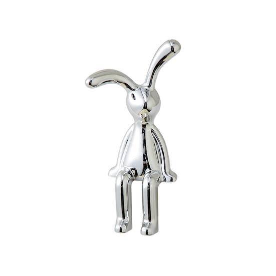 1/2/4Pcs Lange Ohr Bunny Figur UV Galvanik Klebstoff Sitzen Kaninchen Figur Modell Spielzeug Statue Auto Dashboard