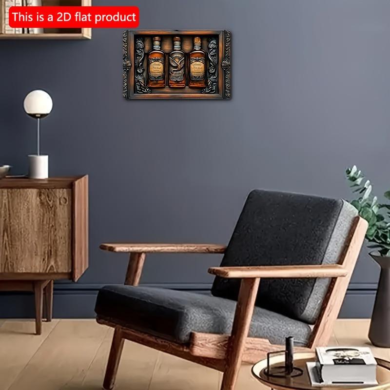 2d Flat 30*20cm, Whiskey Wooden Decorative Plaque Sign, Square Floral Emblem, Boho Style, for Home, Kitchen, Garden, Bedroom, Bar.