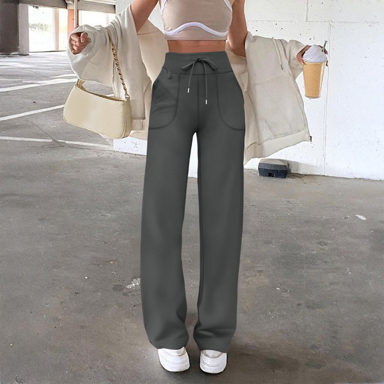 

Женские повседневные брюки с широкими штанинами, высокой талией, для йоги, спортивные, прямые L