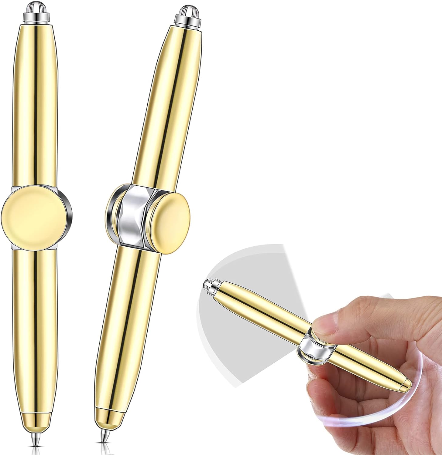 

1 Pcs Spinning Fidget Pen Fidget Ballpoint Pen Metal Writing Tool Practical Pen Stress Reducer Ballpoint Pen with LED Light