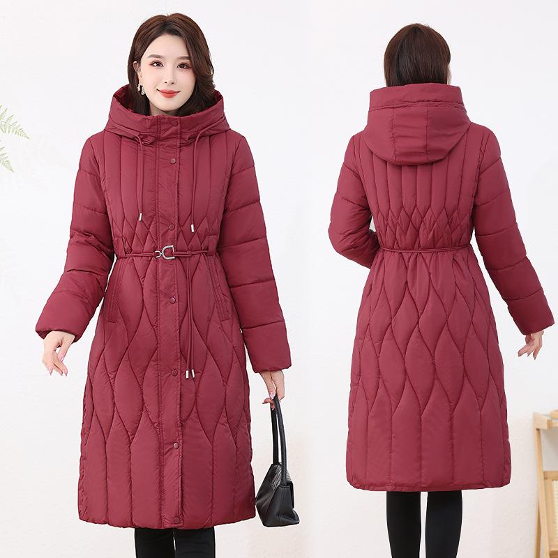 Giacca da Donna Autunno Inverno Colore Solido con Cappuccio Slim Spessa Larga Antivento Lunghezza Media Giacca da Donna
