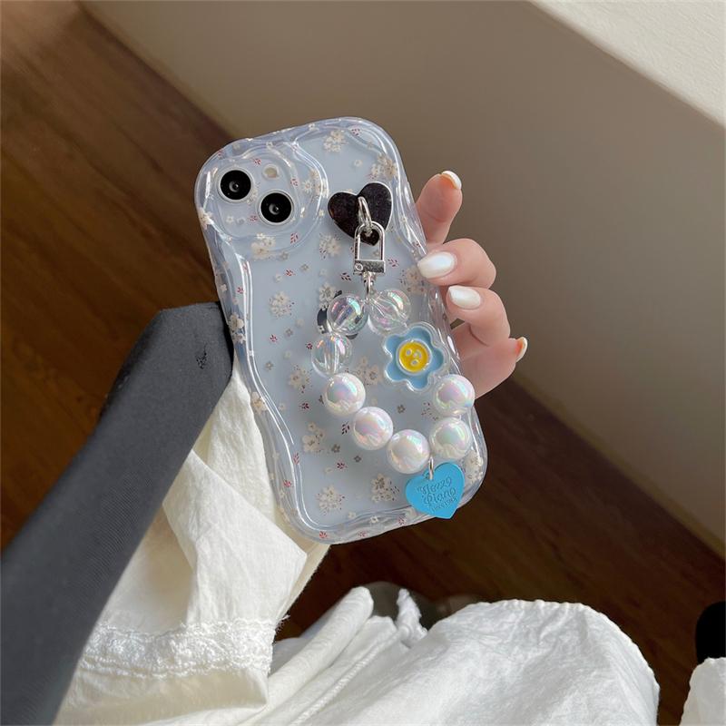 Ins Korean Cute Flower Laser Bracelet Transparent Phone Case For Iphone 14 13 12 Pro Max 11 Floral Shockproof Soft Cover Funda