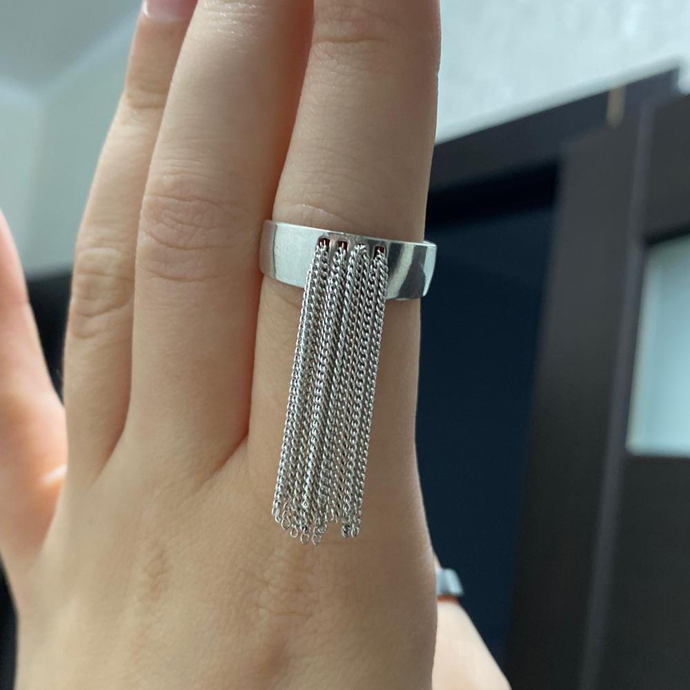Серебристое Кольцо-Цепочка с Кисточкой для Женщин Модное Элегантное Шарм Винтажное Креативное Уникальный Дизайн Кольцо с Характером Вечерние Украшения resizable