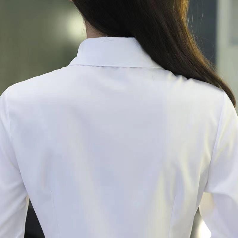 Dames Zomer Kort Mouw Wit Shirt - Koreaanse Stijl Slim Fit Werkkleding