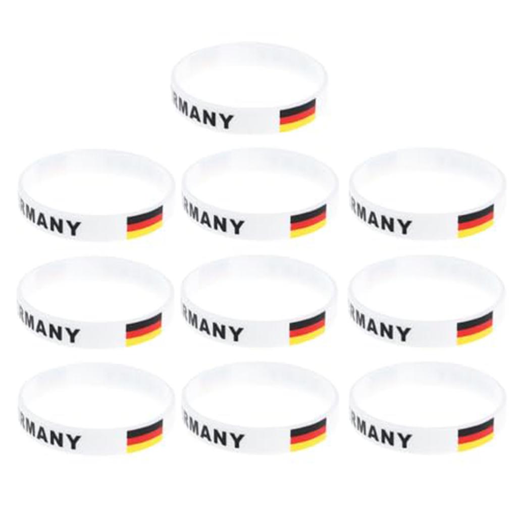 10dílná sada německých silikonových náramků - pevný náramek s německou vlajkou Německý náramek sportovní náramek - perfektní suvenýr pro fotbalové fanoušky