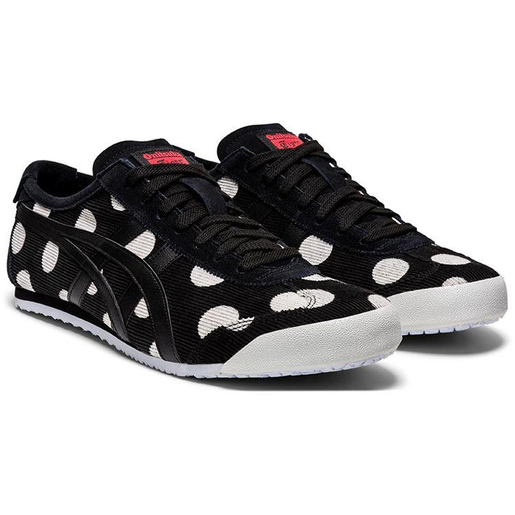 ONITSUKA TIGER Mexico 66 Wygodne Amortyzujące Antypoślizgowe Lekkie Niskie Codzienne Buty Unisex Trampki Czarne Białe Kropki 1183A947-001