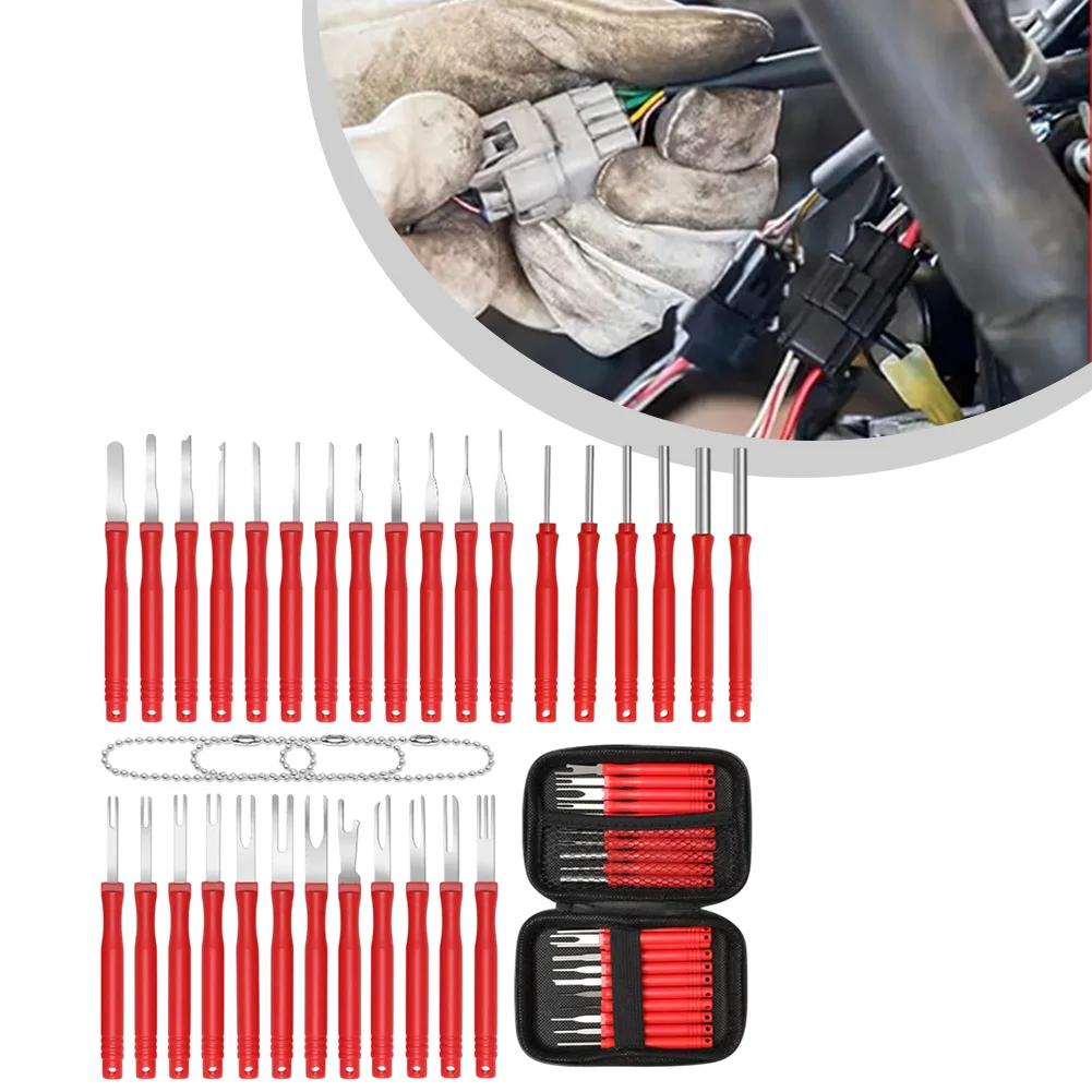34pcs Terminal Removal Tool Electrical Wire Connector Repair Terminal Car Electrical Wire Crimp Connector Pin Extractor