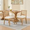 Rattan Dining Chairs Set of 2, Cane Back, Mid Century Modern, Natural Hardwood Frame, Soft Sponge & S-Spring Cushion, Beige, CA2883BG