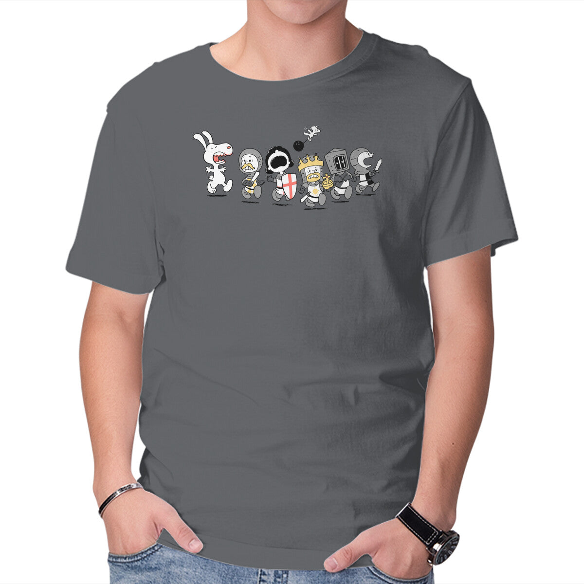 Unisex Crew Neck T-Shirt Run Away! Run Away! Graphic Short Sleeve Casual Tee XL