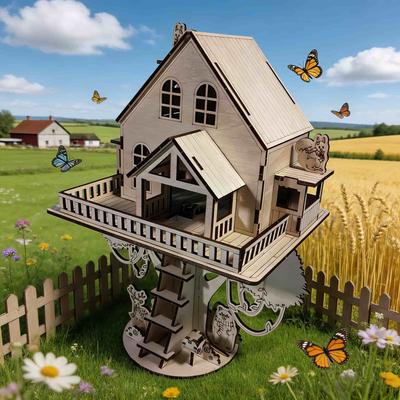 Treehouse 3D Wooden Puzzle Scale Miniature DO-IT-YOURSELF Miniature Kit Handcrafted Present Home Decor Assembly Toy