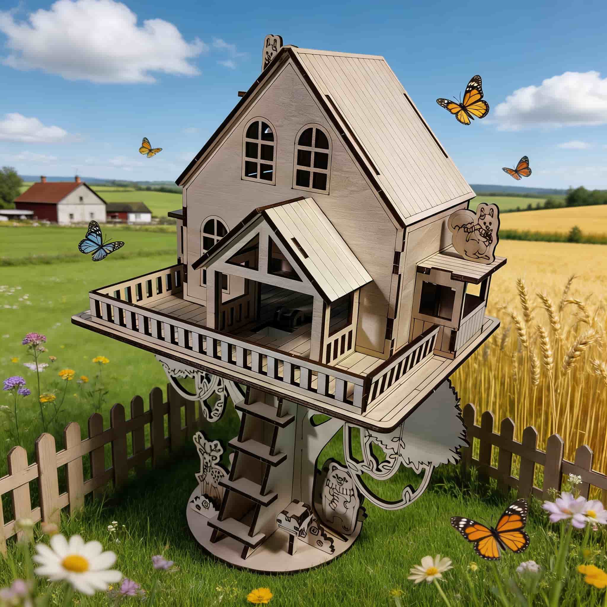 

Treehouse 3D Wooden Puzzle Scale Model DIY Model Package Handcrafted Present Home Decor Assembly Toy great for daily use белый