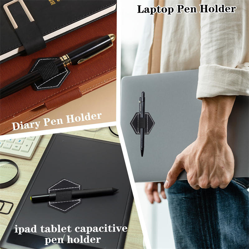 PU Self-adhesive Pen Holder IPad Capacitive Pen Holder Elastic Band Computer Self-adhesive Pen Holder Stationery Organizer