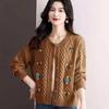Women's Retro Embroidered Knit Cardigan Sweater Coat - Autumn/Winter 2026 Loose Top