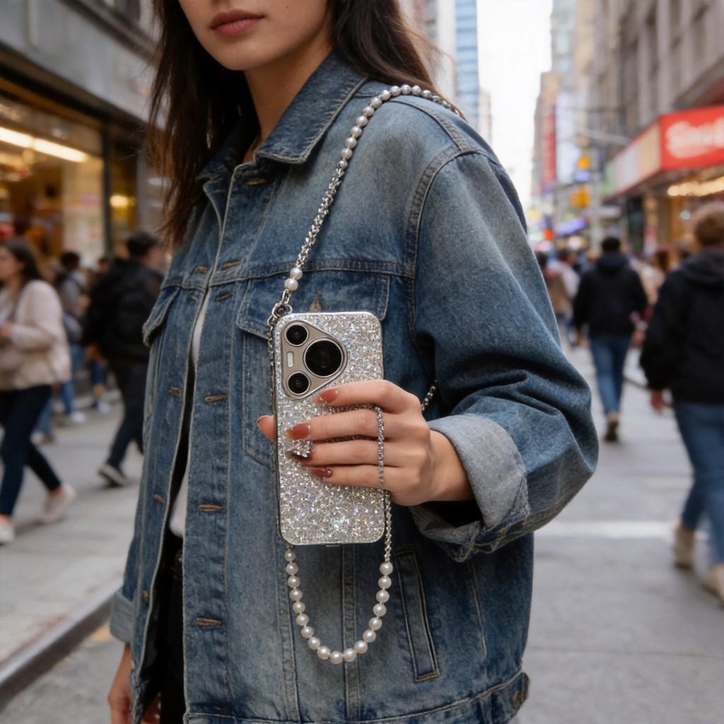 Elegant Crystal Beaded Phone Lanyard With Pvc String For Women And Men