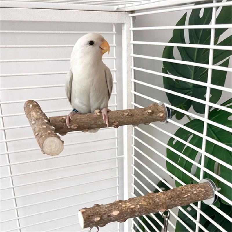 4PCS Natural Wood Parrot Perch Toy Set Includes Swing Platform And Climbing Accessories For Bird Engaging Play