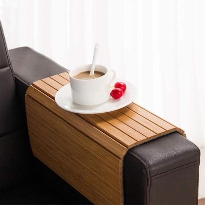 Couch Armrest Table Wooden Side Arm Table for Sofa Folding Couch Armrest Tray for Coffee Drinks Phones Office Dining