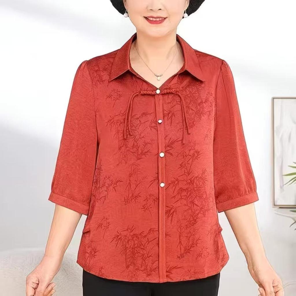 Grandma's Fashionable Summer Top - Mid-Age Seven-Point Sleeve Versatile Shirt