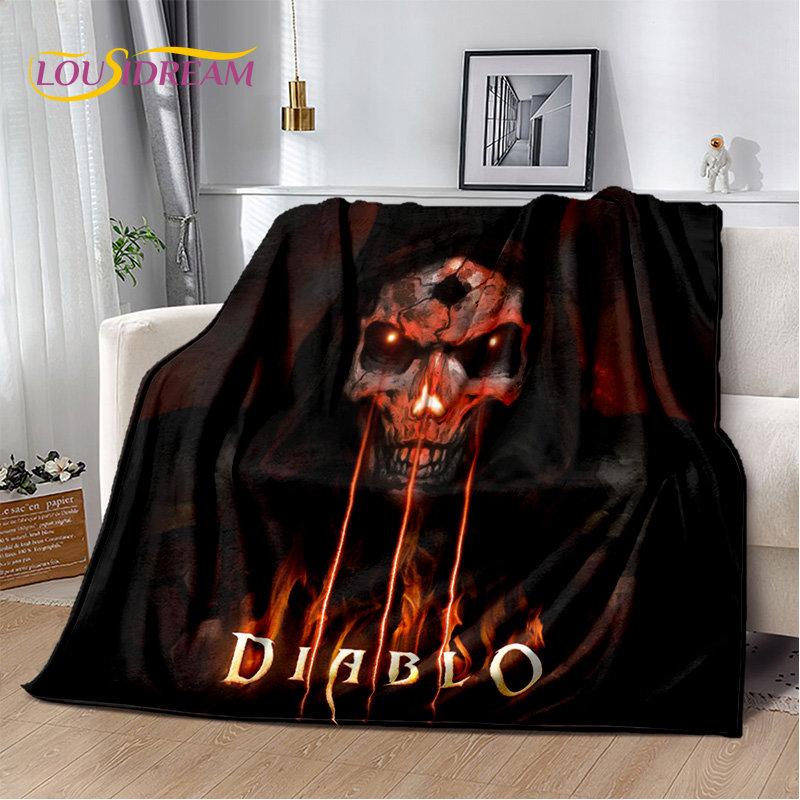 Koc 3D Diablo Gra Gamer Kreskówka Miękki Pluszowy, Koc Flanelowy Koc Narzuta na Salon Sypialnię Łóżko Sofa Piknik Okrycie Dzieci