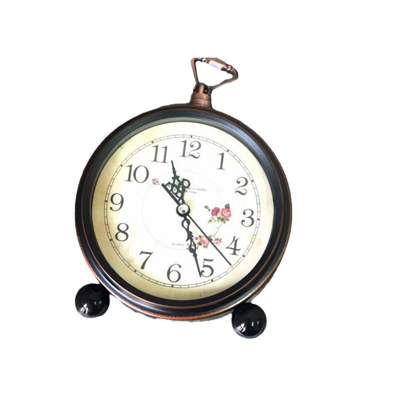 Retro European Style Pastoral Creative Alarm Clock Lazy Silent Student Alarm Clock Simple Bedside Small Alarm Clock Seat Table Clock