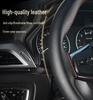 Universal Genuine Leather Steering Wheel Cover, Hand-Stitched, Breathable, All-Season, Fits All Vehicles
