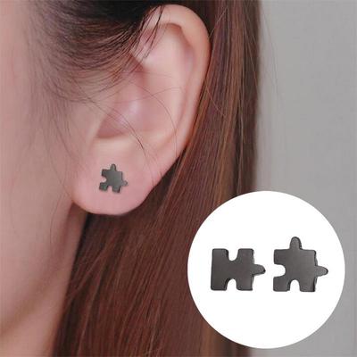 Geometric Asymmetrical Stainless Steel Puzzle Earrings - Trendy European & American Fashion Accessories