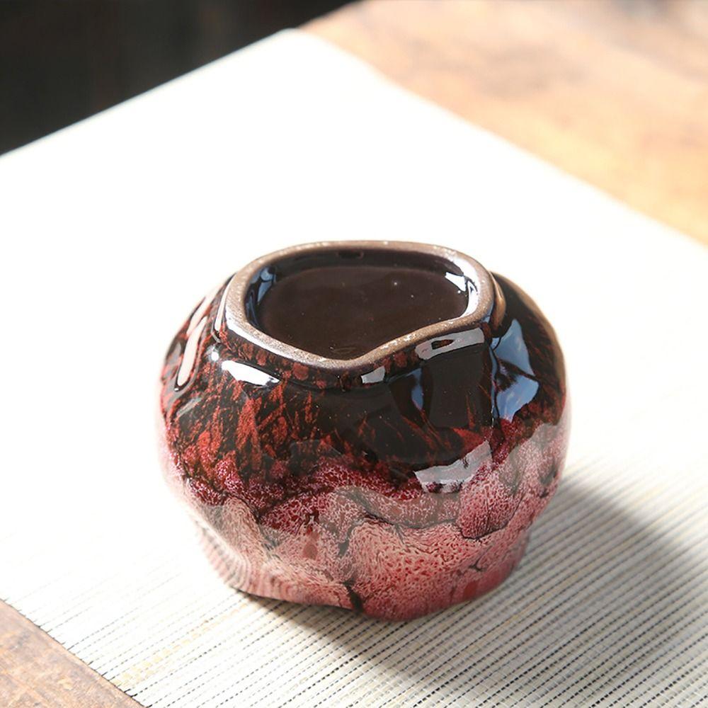 Ceramic Teacup Kiln Transformation Tea Bowl Water Cup Lotus Shape Temmoku Glaze Nordic Style Household Creative Drinkware 150ml