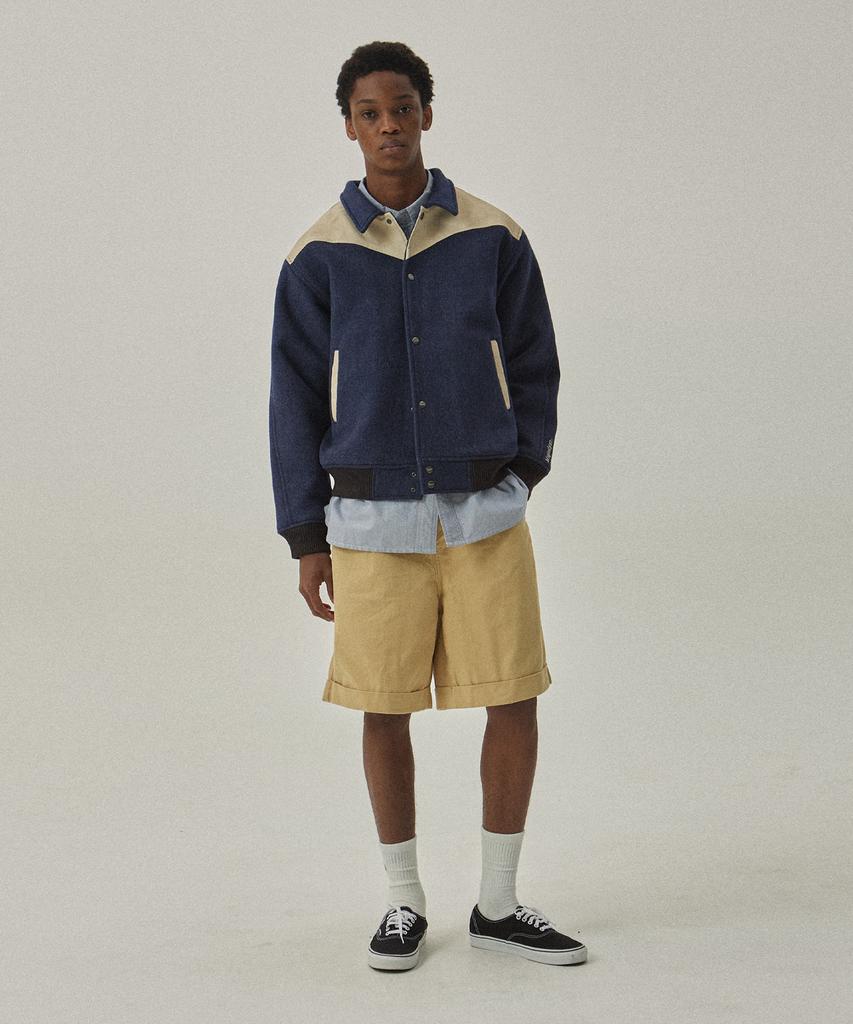 Magoodgan Varsity 5703 Western Wool Padded Navy Stadium Jacket