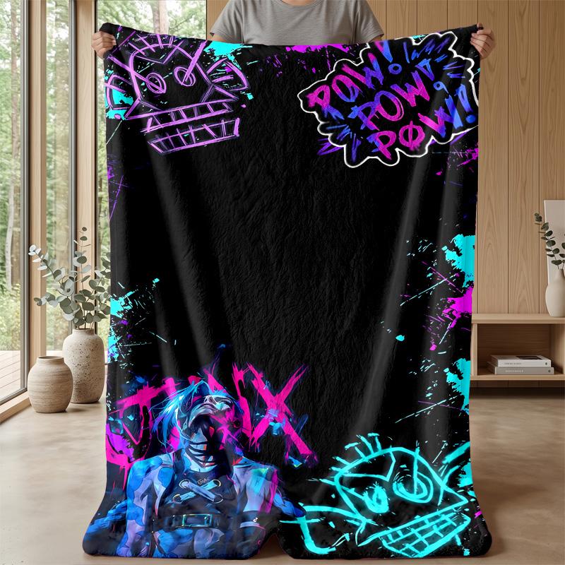 Graffiti LOLPrinted Flannel Blanket Cozy Skin-Friendly Warm Throw for Couch Bed Indoor Daily Use