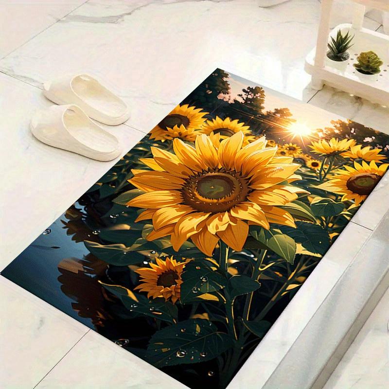 1pc Sunflower Pattern Area Rug, Anti slip Non Shedding Stain Resistant Carpet