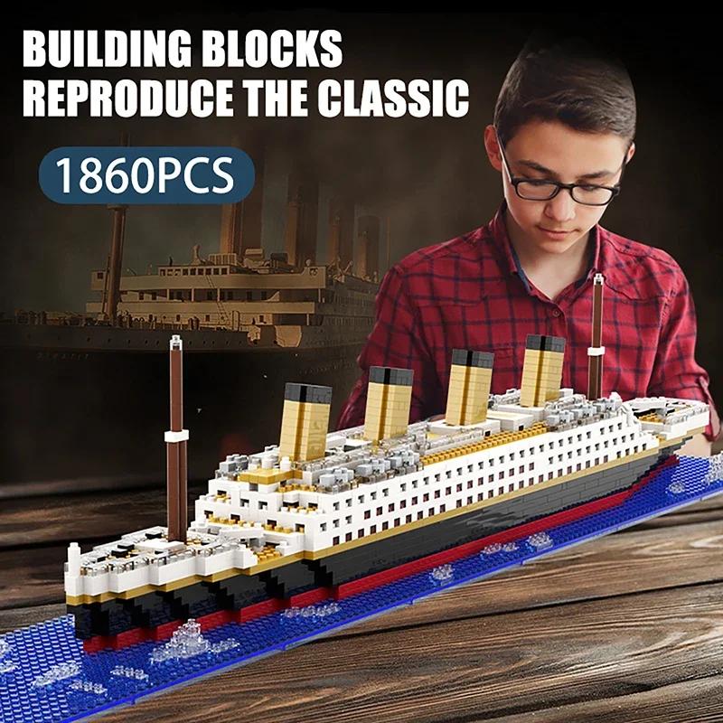 Kleine Teilchen Baustein Montage Spielzeug Titanic Riesen Puzzle Modellbausatz für Jungen und Mädchen, Schreibtisch Geburtstagsgeschenk.