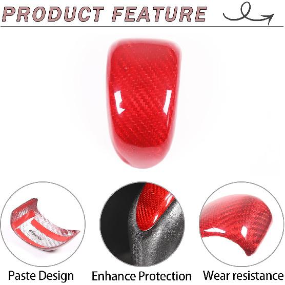 Lcojicep Real Carbon Fiber Car Gear Shift Knob Cover Compatible with Corvette C6 2005-2013 Shift Knob Head Patch,Gear Head Cover Gear Handle Head