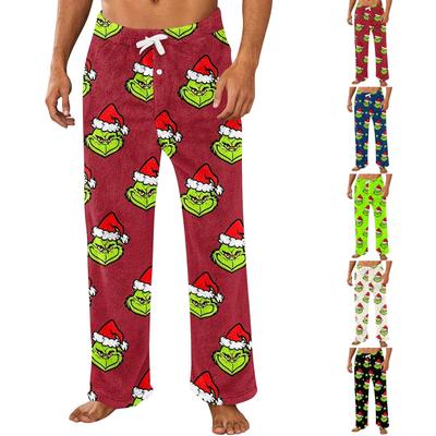 Men's Plush Christmas Print Pants Casual Sleep Pants