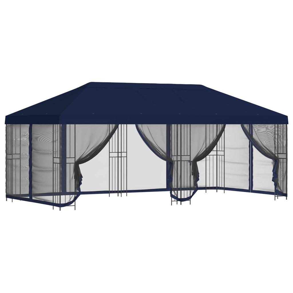 Pavilion with Side Walls 6 X 3 M Blue Polyester and Steel 190 G M²