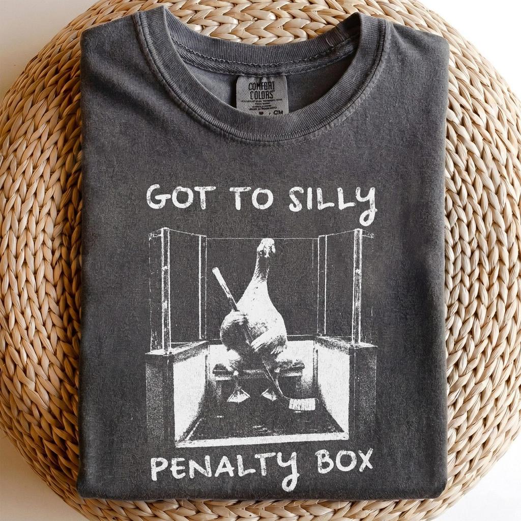 Funny Goose Hockey Shirt and kids tshirt, Silly Penalty Box Graphic Tee, Animal Meme Humor