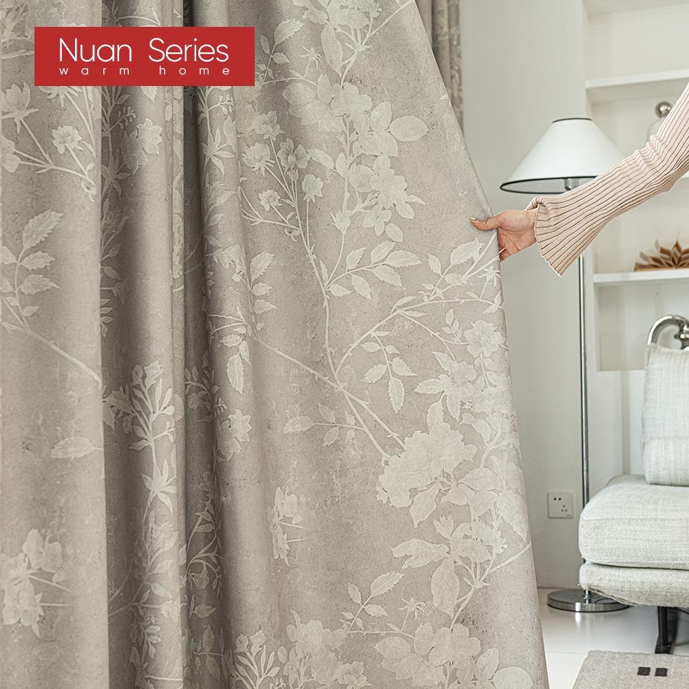 1PC Nuan Series French Gentle Printed Curtains with 70-80% Blackout for Bedroom Living Room Window for Home Decor
