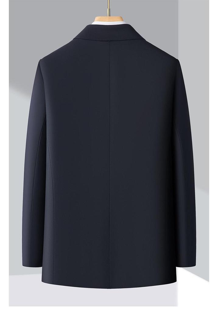 Autumn 2025 Men's Iron-Free Lapel Windbreaker Jacket for Middle-Aged & Elderly - Casual, Versatile, Buttoned Coat
