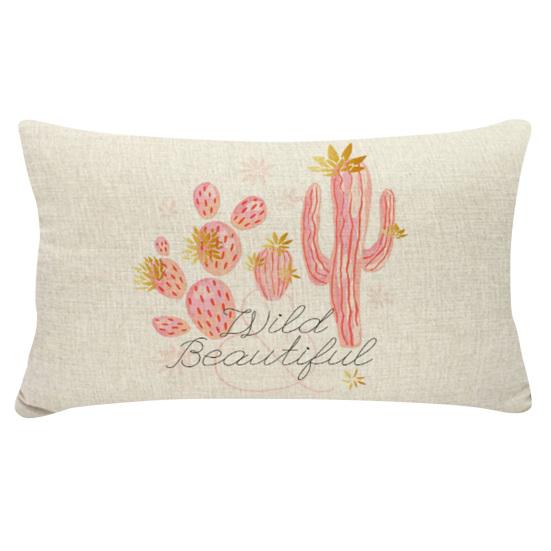 30cm X 50cm Pillow Case Washmachine Washable Multi-purpose Polyester Cactus Printing Cushion Cover for Daily Life