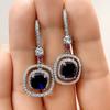 Royal Blue Zircon Oval Earrings Fashionable High-End Design Accessories for Banquets Personalized Simple Zircon