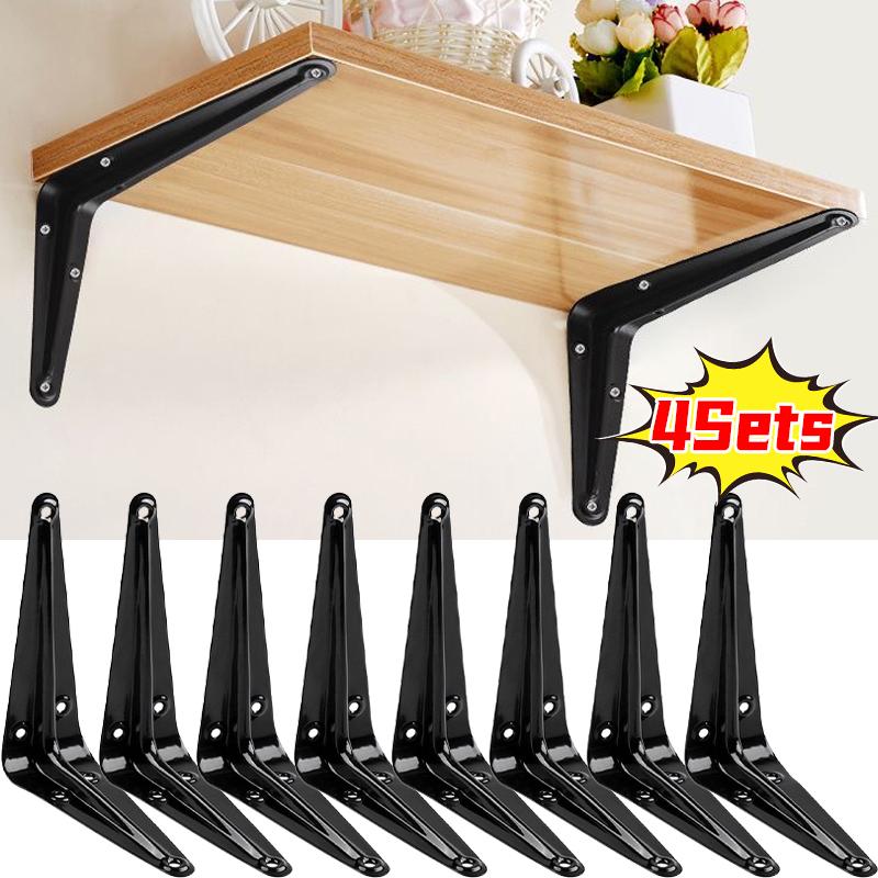Heavy Duty L-Shaped Triangular Shelf Brackets Cold-rolled Steel Right Angle Wall Mount Joints with Screws Furniture Hardware
