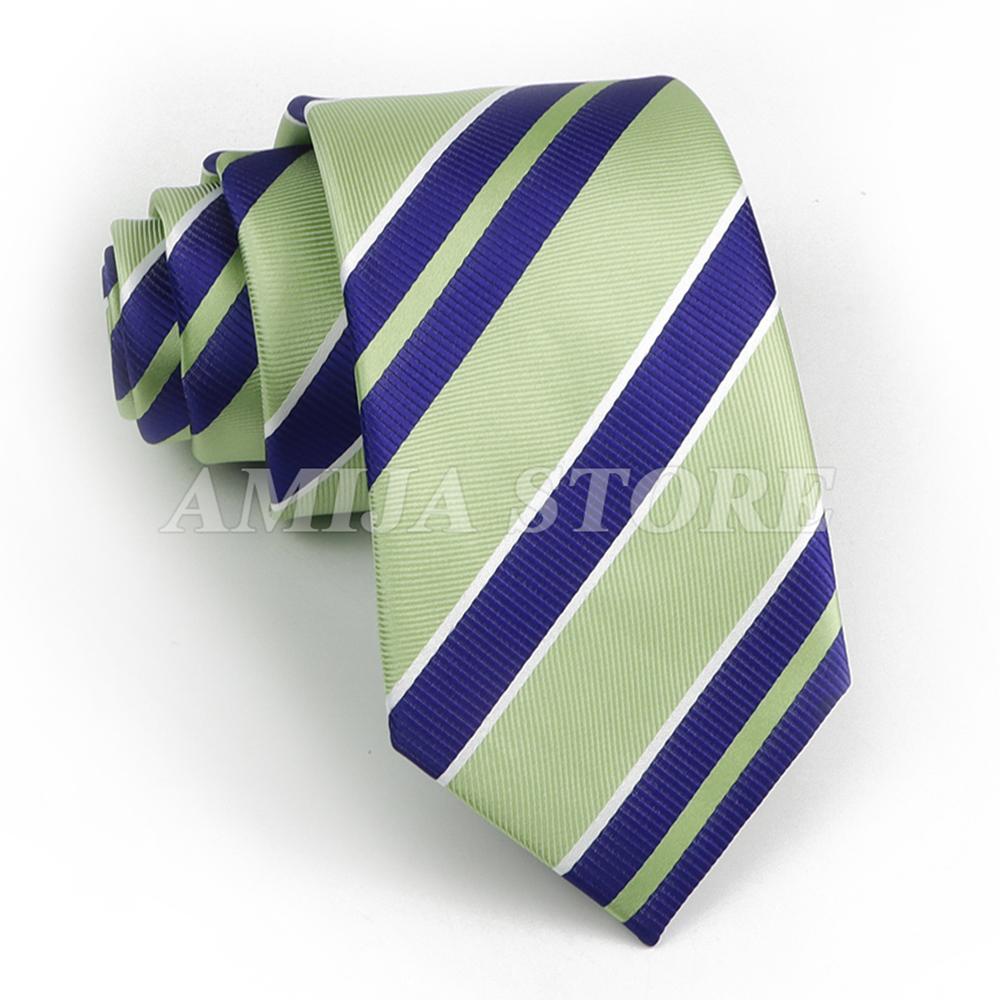 Men's Fashion Tie 7.5cm Tie Sage Green Orange Stripes Ties Business Meeting Suit Wedding Party Office Tie Men's Gift  Accessorie
