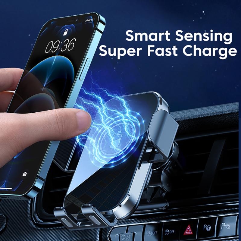 15w Car Phone Holder Wireless Charger Air Outlet 360-degree Swivel Mount Quick Charge Auto-sensing