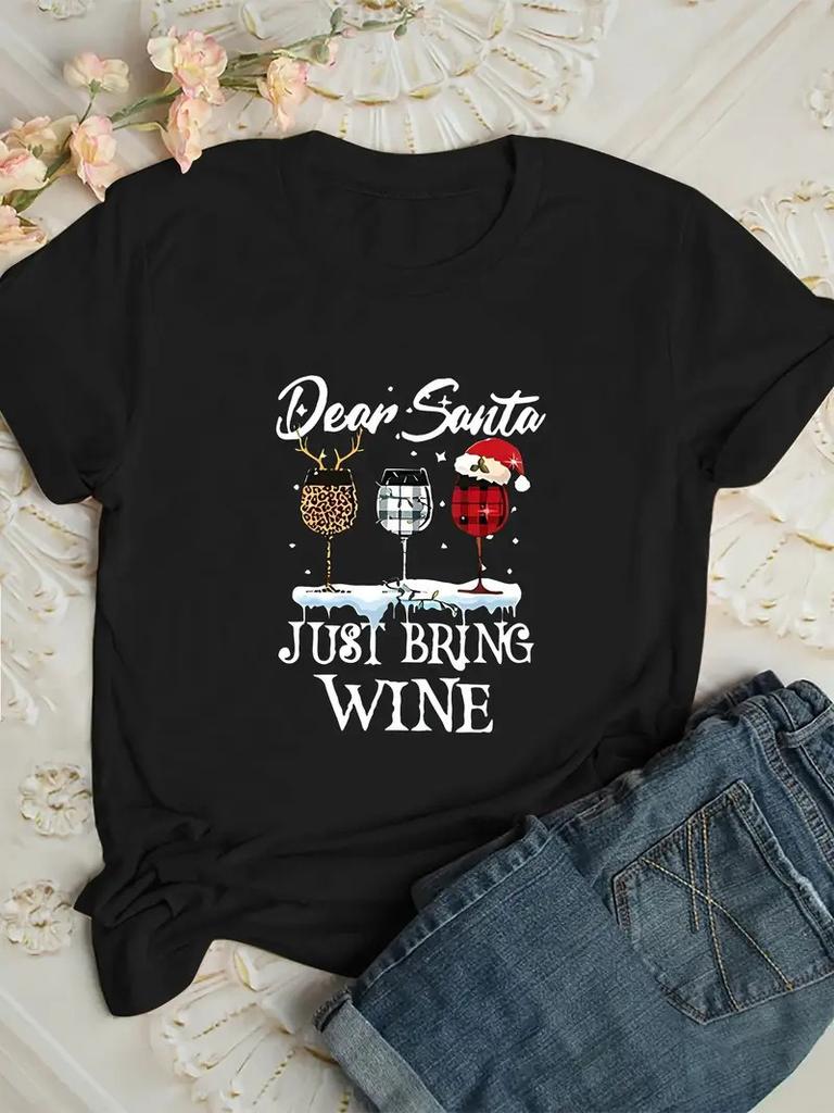 Christmas Graphic T Shirt Unisex Cute Gnome and SnowUnisex Printed Casual Short  Sleeve Summer Top Suitable for Christmas Parties