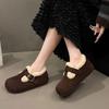 Leather inner height-increasing women's shoes, autumn and winter new thick-soled velvet thermal cotton shoes, one pedal fluffy shoes