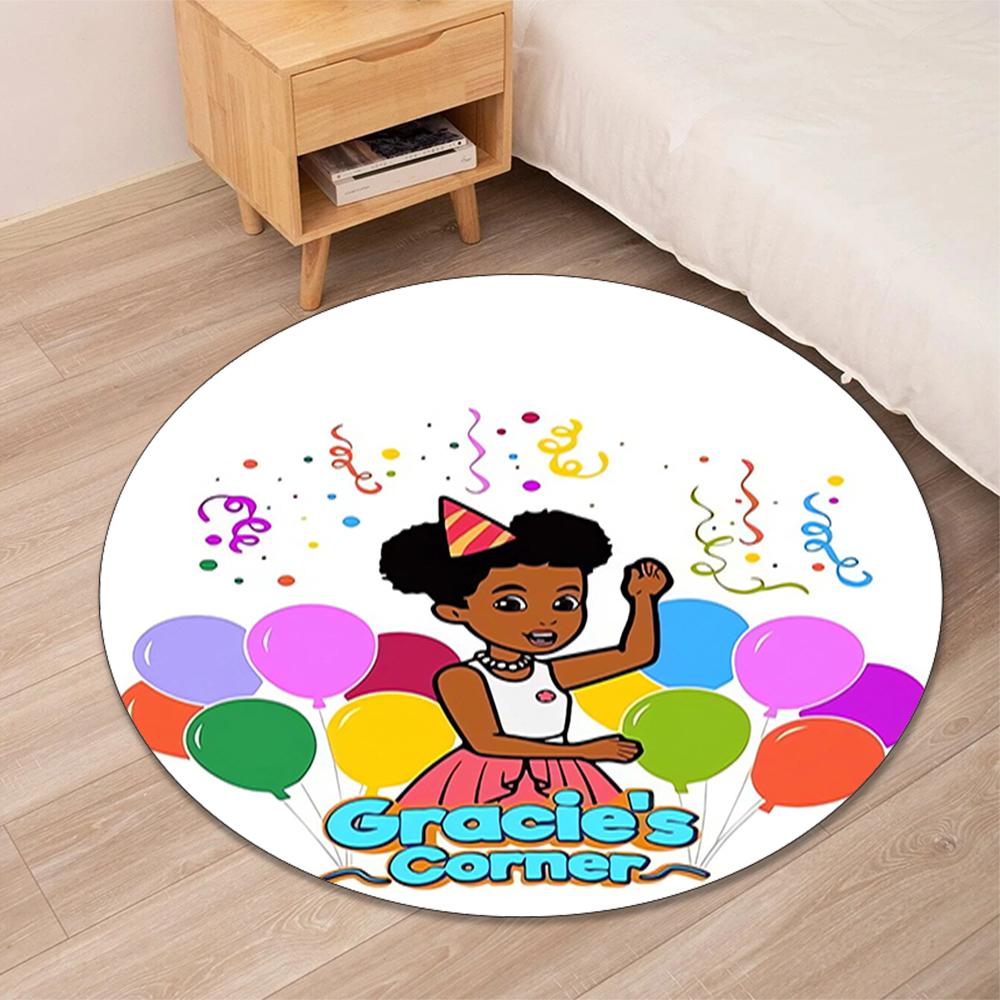 Gracie's Corner Printed Round Rug Carpet Chair Rug Area Rug Entryway Doormats,for Office Chair Living Room Bedroom Kitchen Room.