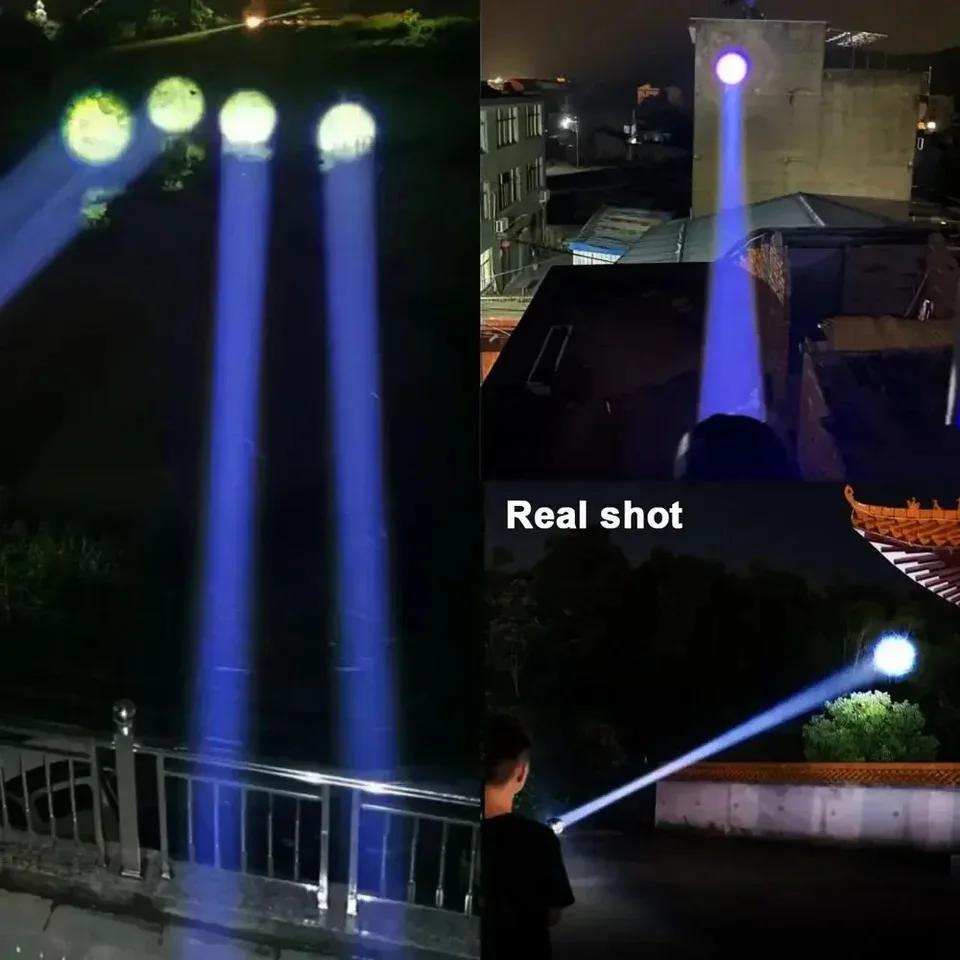 Fluorescent Light Flashlight 10000LM Torch Built-in Battery Lamp Zoomable Lantern Waterproof Flash Light Super Bright Spotlight