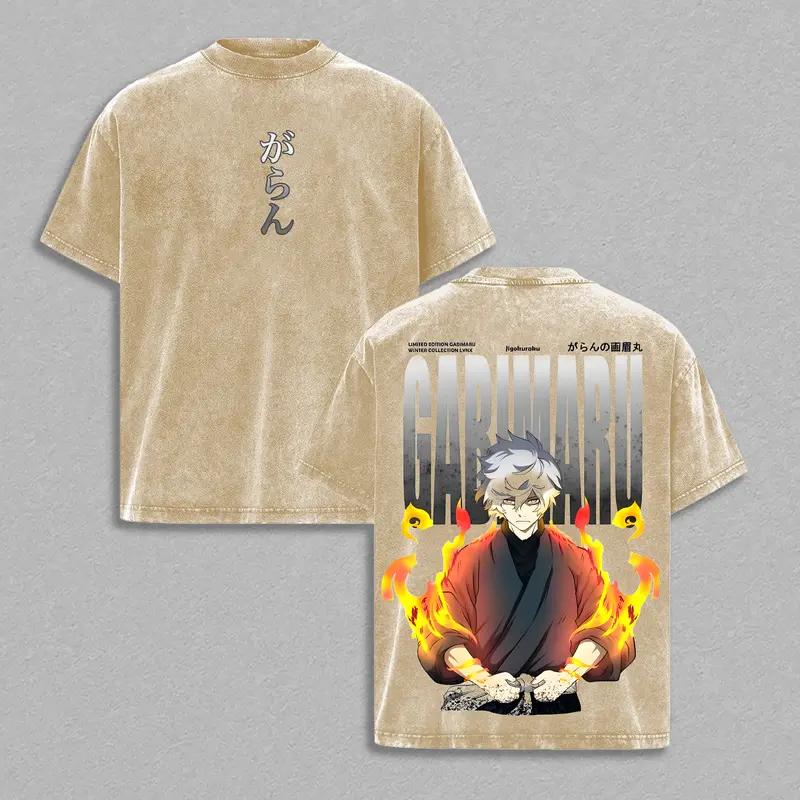 Anime Hell s Paradise Gabimaru Graphic T Shirt Men Short Sleeve Clothing Oversized Tshirt Washed Cotton Tee Harajuku T-shirt S бежевый