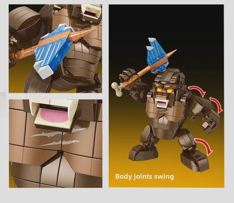Penros Dinosaur Battle Puzzle: Godzilla vs. King Kong Gorilla - Compatible with Lego Blocks, Perfect Gift for Boys