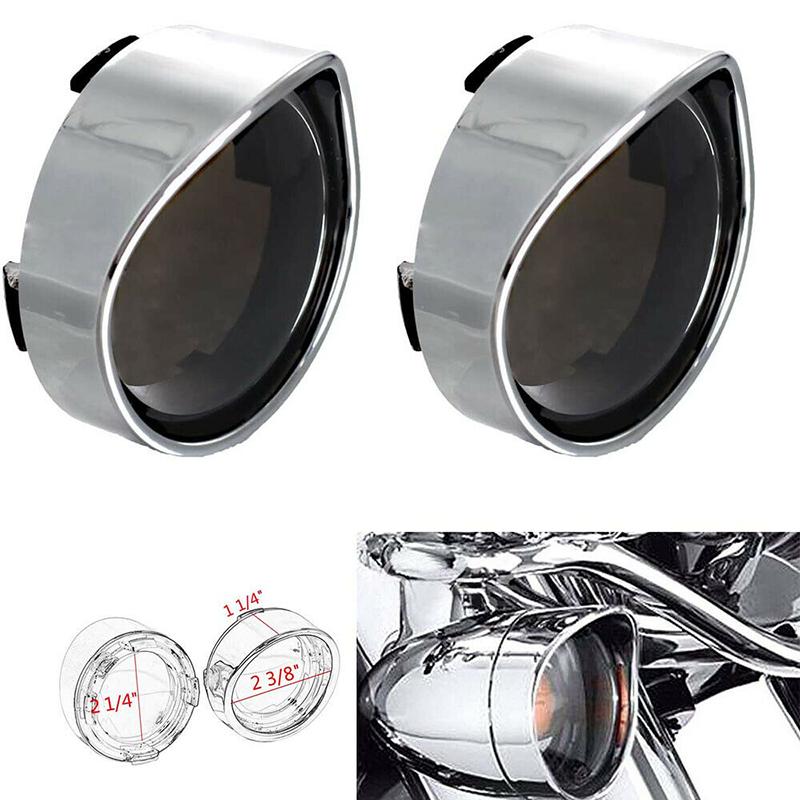 Visor Turn Signal Bezels Trim Ring Lens for Harley Softail Sportster Dyna Touring FLHX,Chrome ABS Motorcycle Indicator Cover 1 Pair